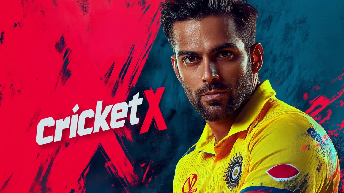 Experience the Future of Cricket Betting with cricketX | 77ABC. A cricket player in a yellow jersey is featured next to the 'cricketX' logo, highlighting the modern, fast, and exciting way to bet on cricket with the 77ABC app.