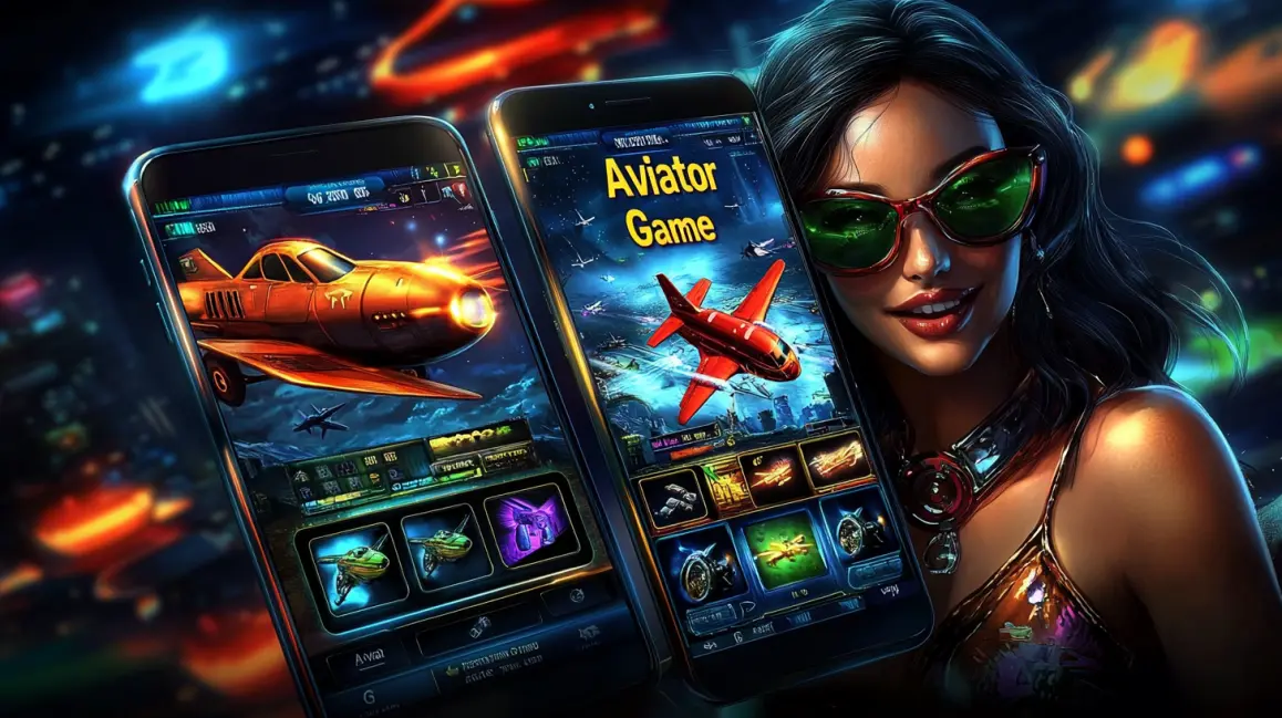 Choose Your Pilot and Fly to Wins at 77ABC. Two phones display the 'Aviator Game' with different pilot characters, showcasing the variety of styles and high-flying action you can enjoy when you play at 77ABC.